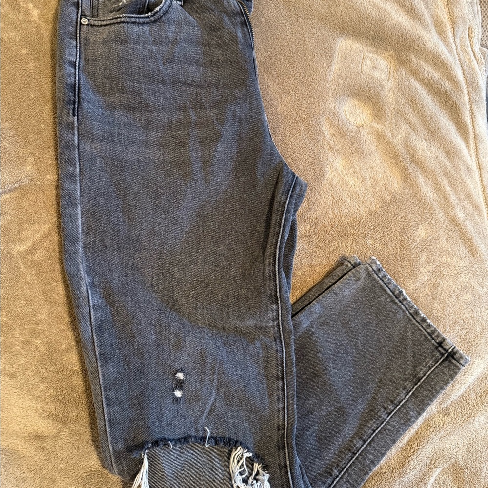 PacSun Charcoal Distressed Straight Leg Jeans